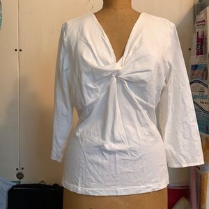 White Liz Claiborne close fitting twisty front blouse